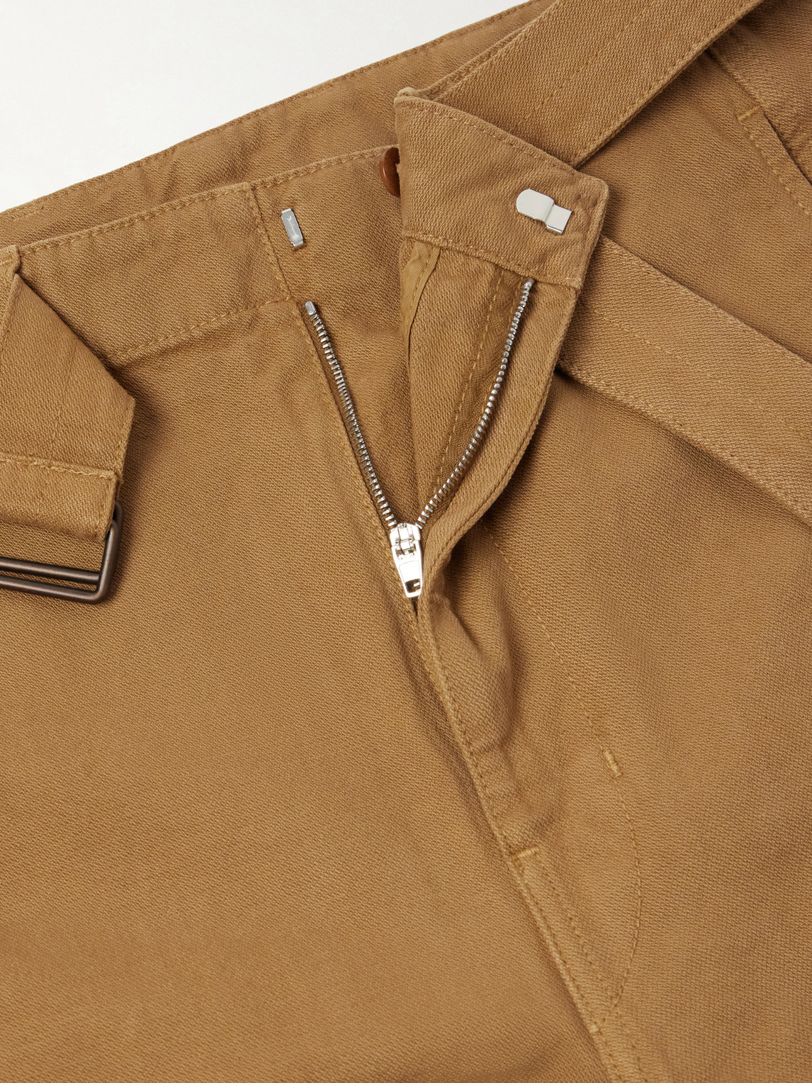 Straight-Leg Belted Cotton-Twill Trousers