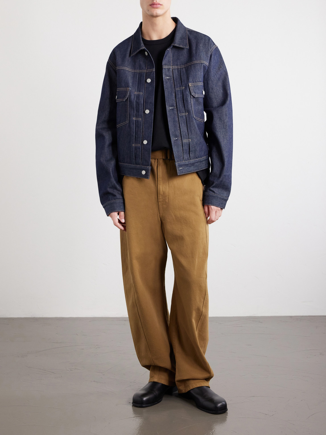Straight-Leg Belted Cotton-Twill Trousers
