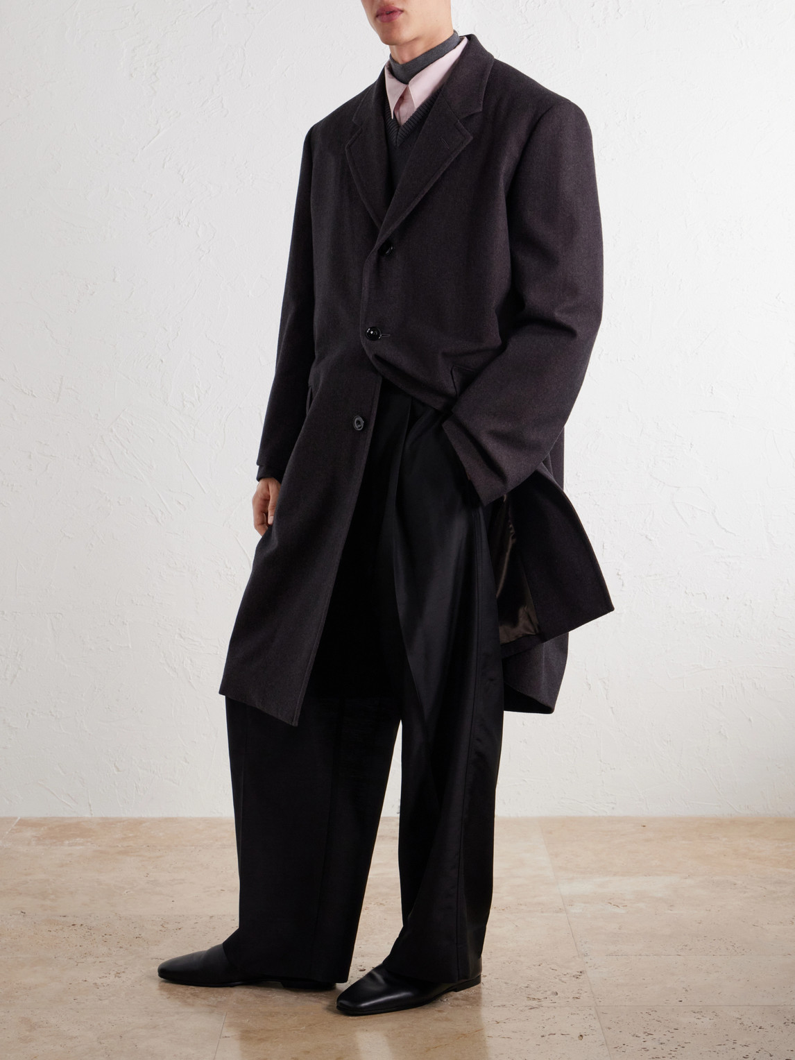 Woven Cashmere-Blend Coat