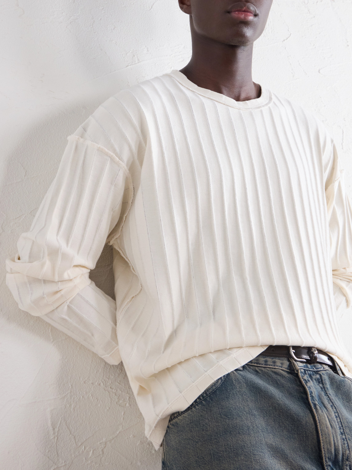 Ribbed Cotton-Jersey T-Shirt
