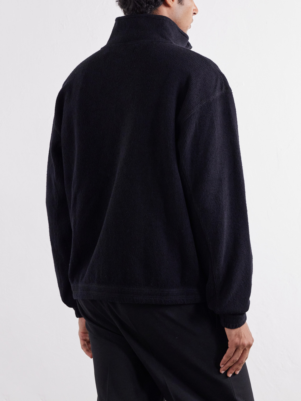 Covet Ribbed Cotton-Jersey Zip-Up Sweatshirt