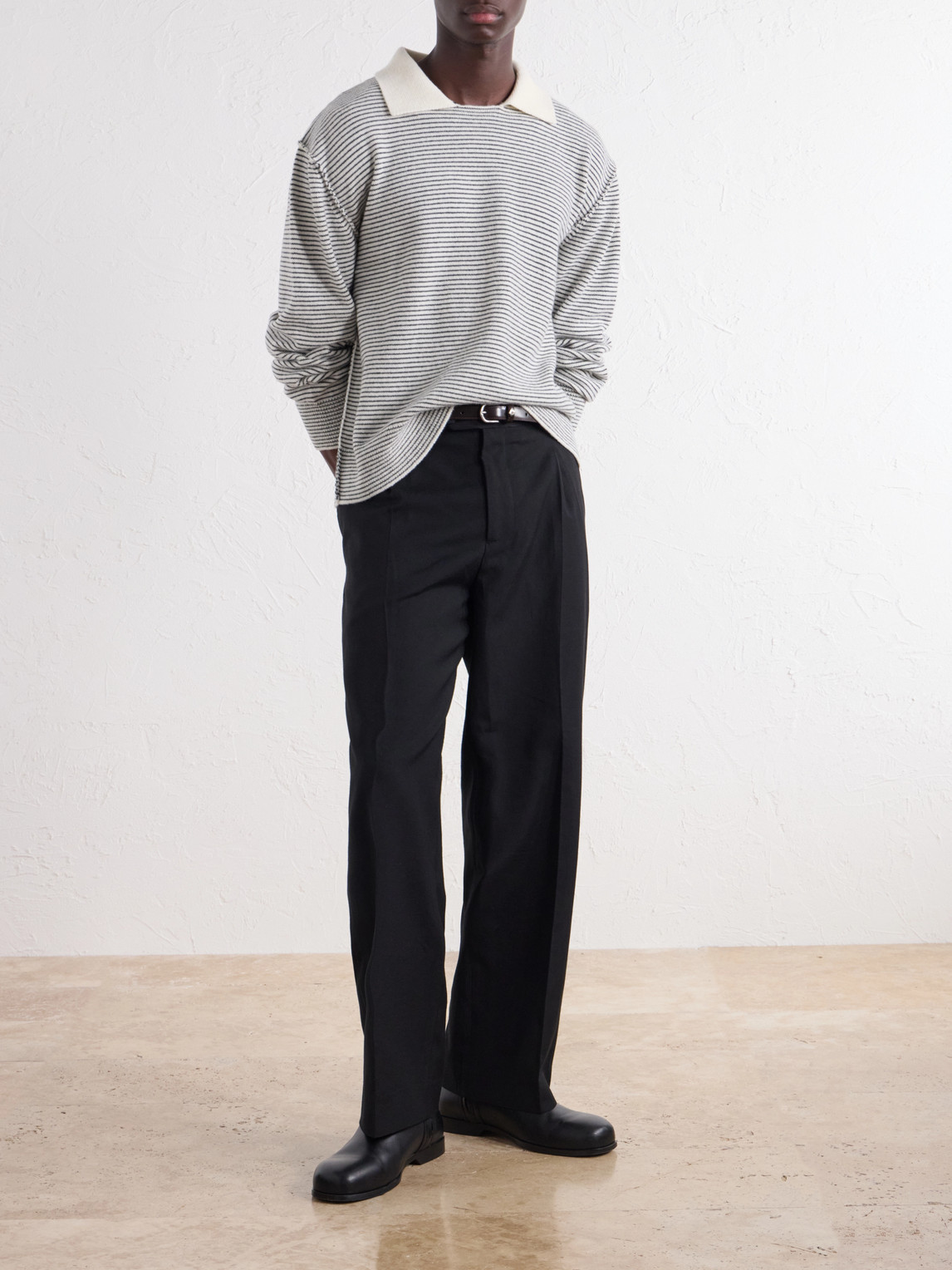 Charming Striped Wool Polo Sweater