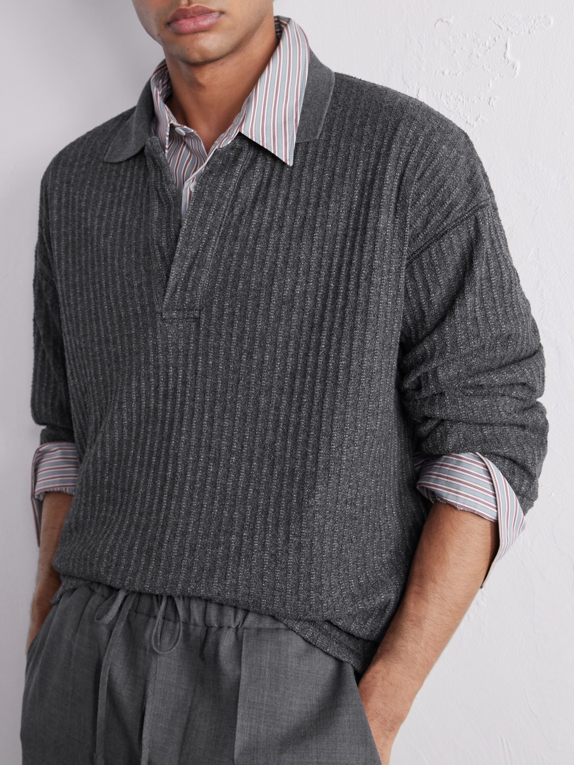 Rolodex Bouclé Polo Sweatshirt