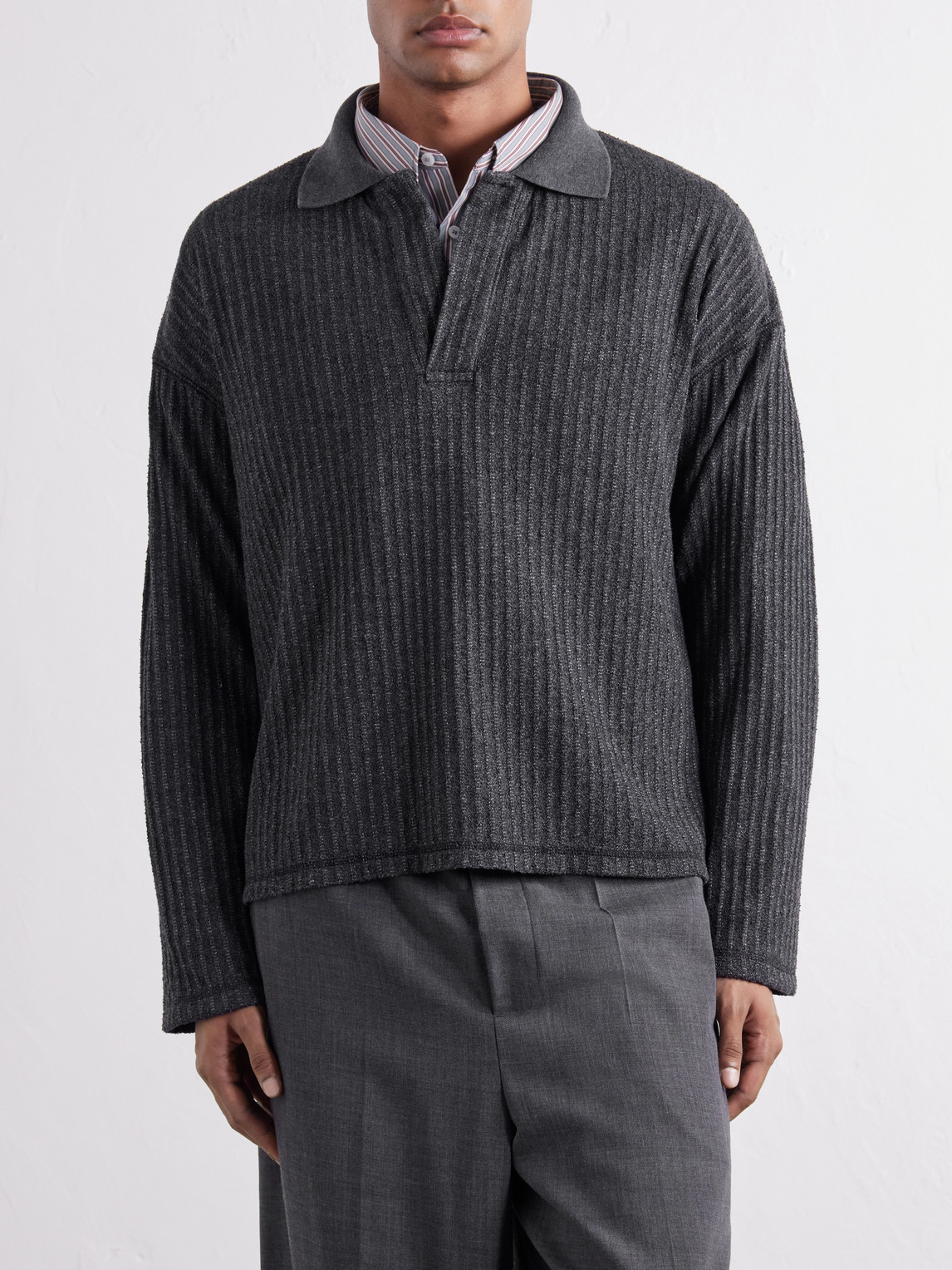 Rolodex Bouclé Polo Sweatshirt