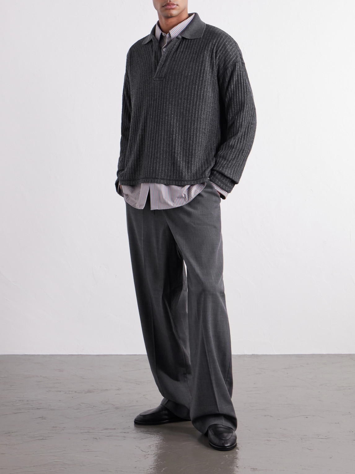 Rolodex Bouclé Polo Sweatshirt