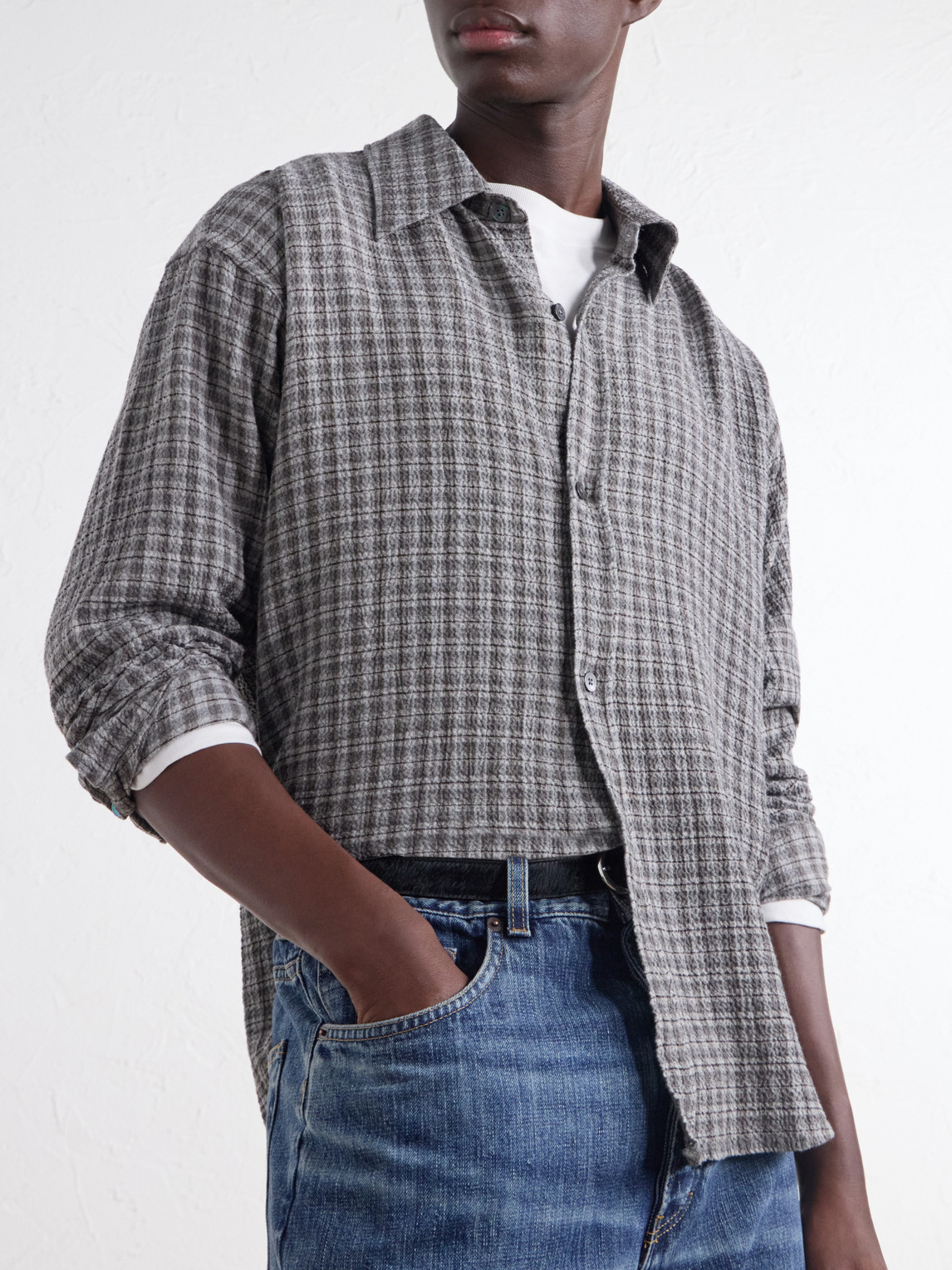 Vacation Checked Cotton And Wool-Blend Seersucker Shirt