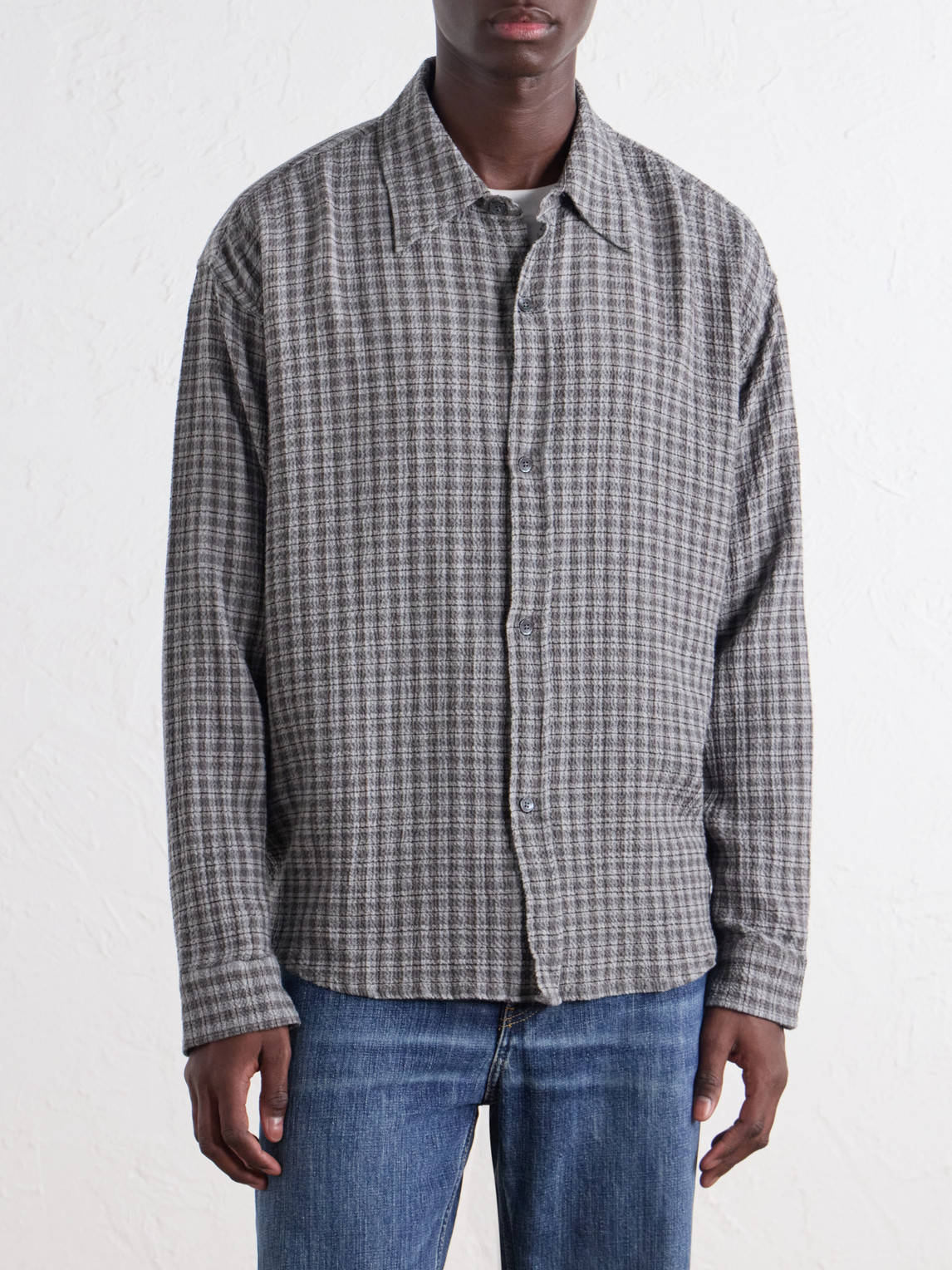Vacation Checked Cotton And Wool-Blend Seersucker Shirt
