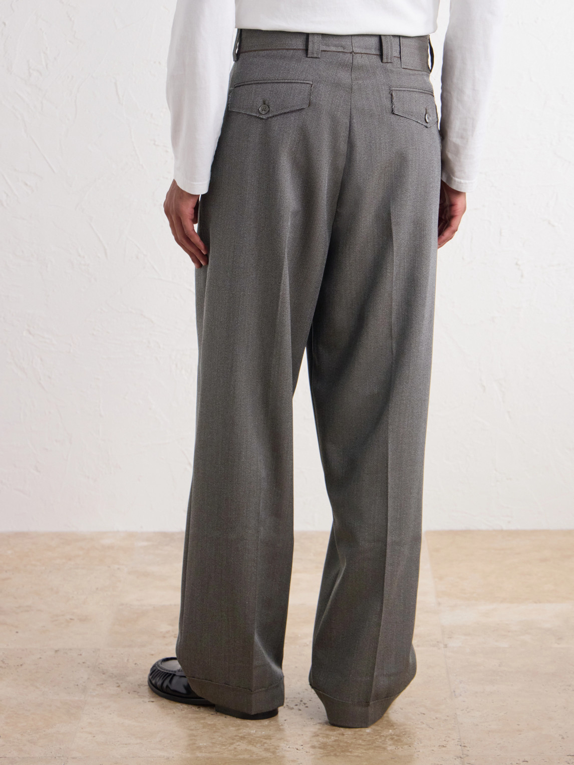 Patch Straight-Leg Wool-Twill Trousers
