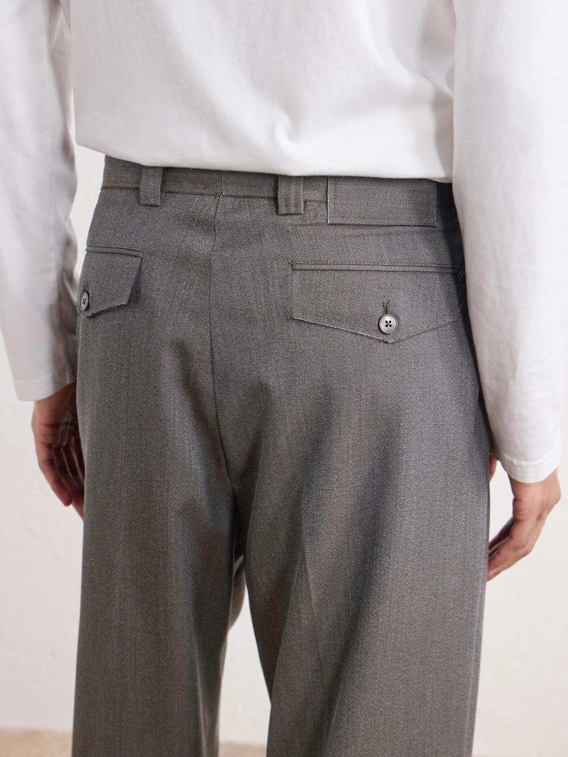 Patch Straight-Leg Wool-Twill Trousers