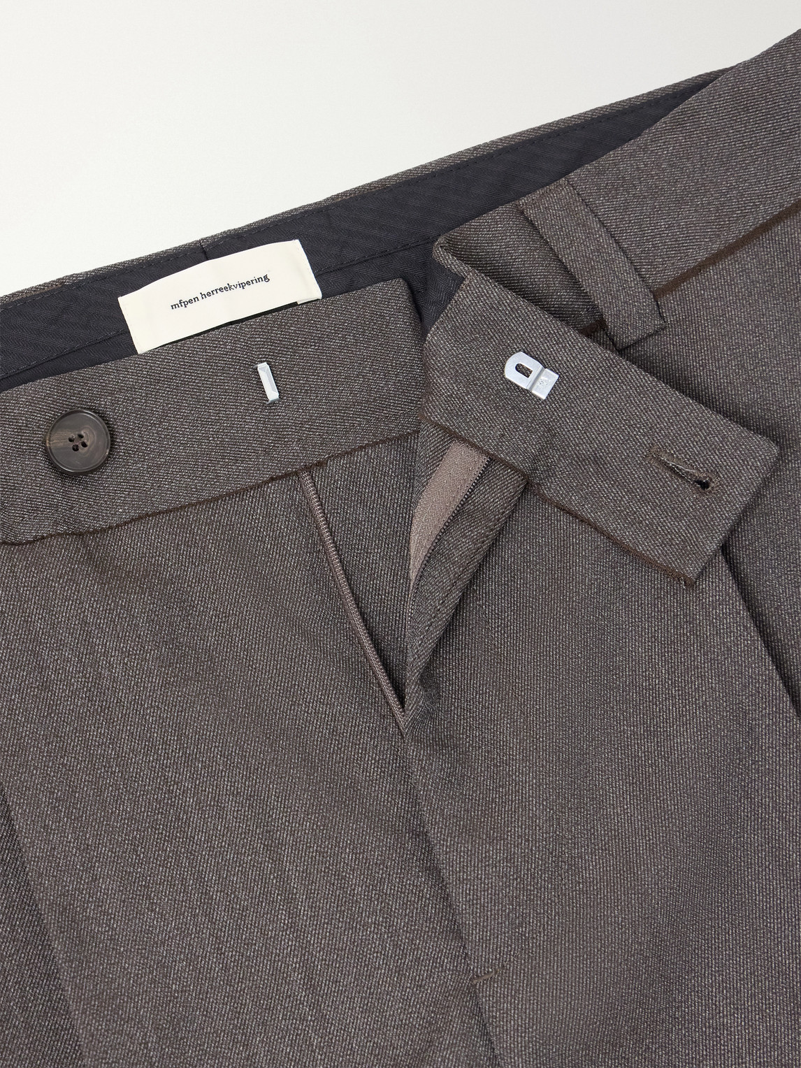 Patch Straight-Leg Wool-Twill Trousers