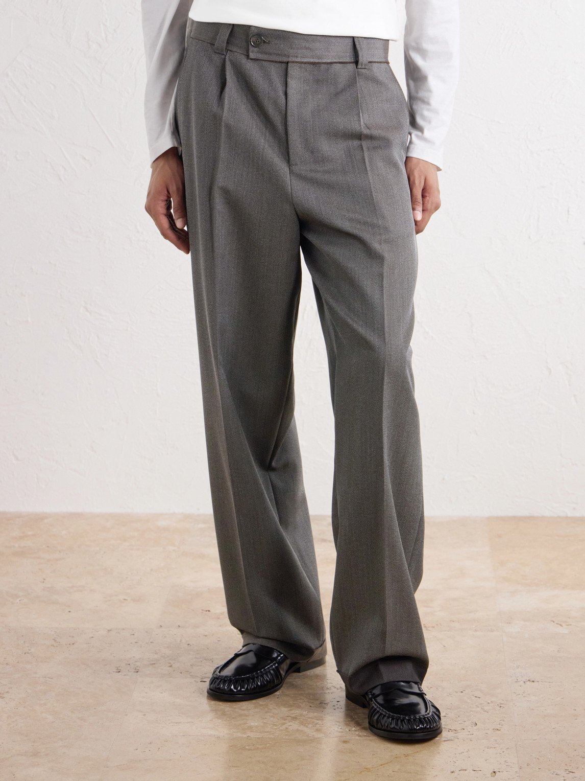 Patch Straight-Leg Wool-Twill Trousers