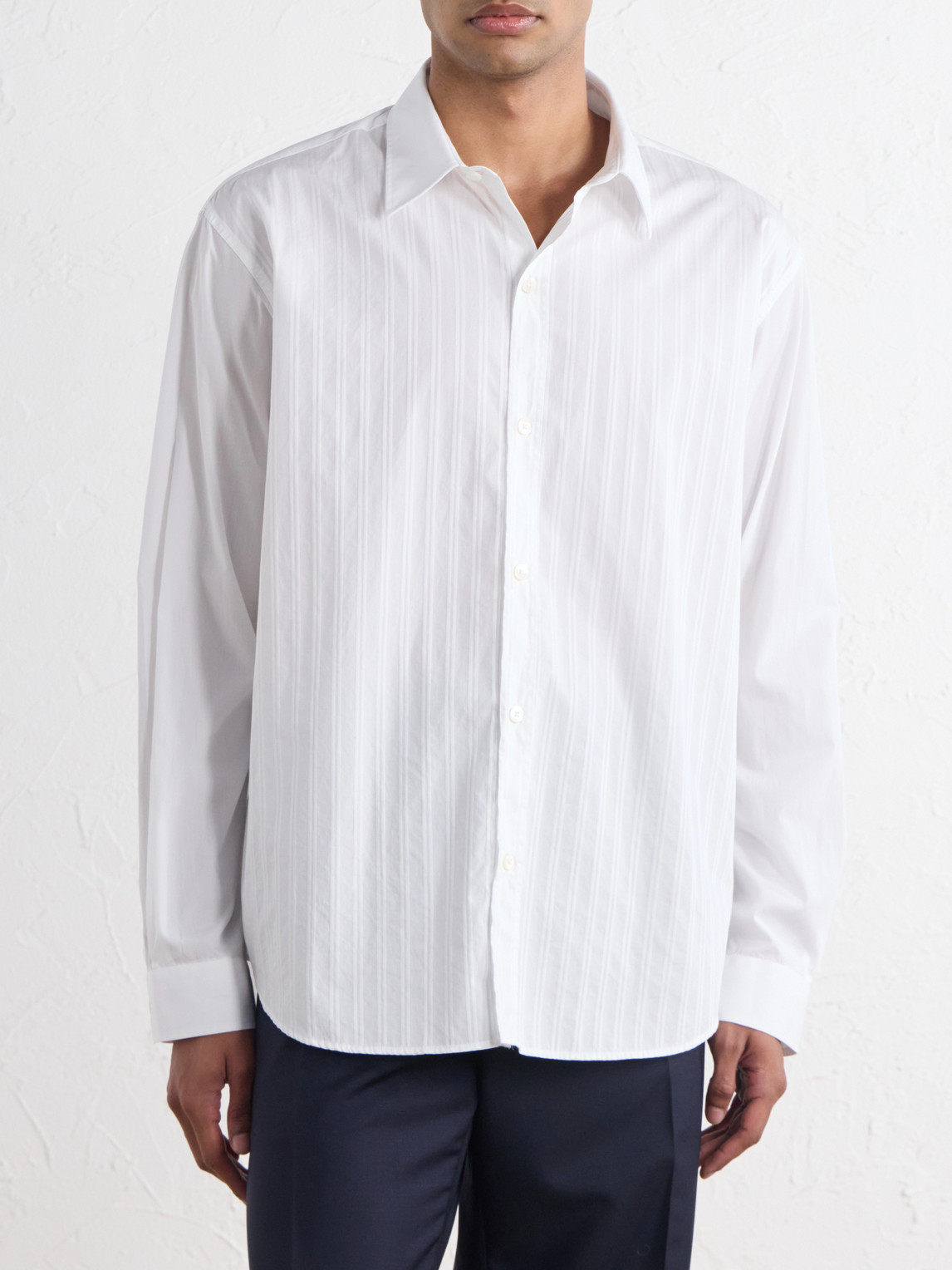 Auditorium Striped Cotton-Mélange Shirt