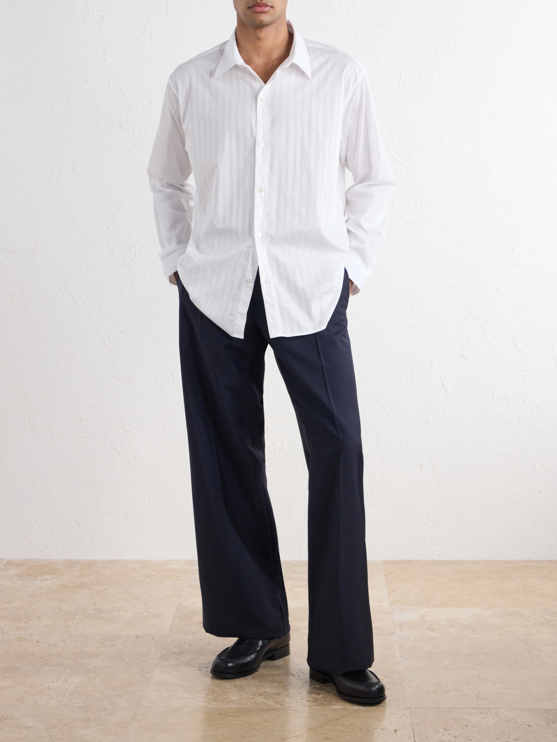 Auditorium Striped Cotton-Mélange Shirt
