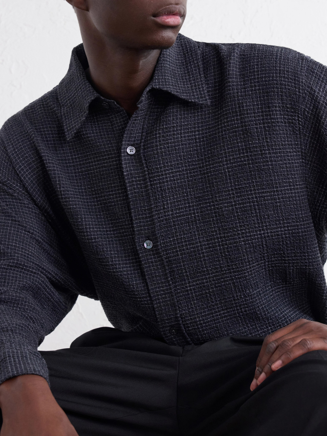 Vacation Checked Cotton And Wool-Blend Seersucker Shirt