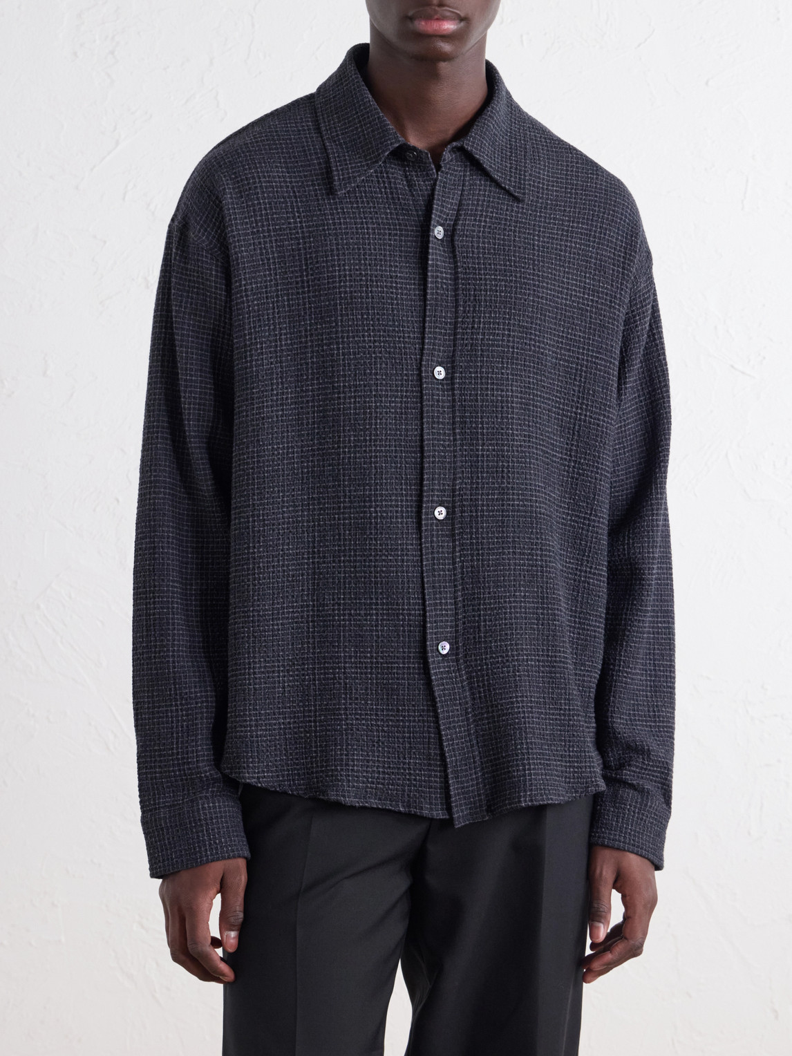 Vacation Checked Cotton And Wool-Blend Seersucker Shirt