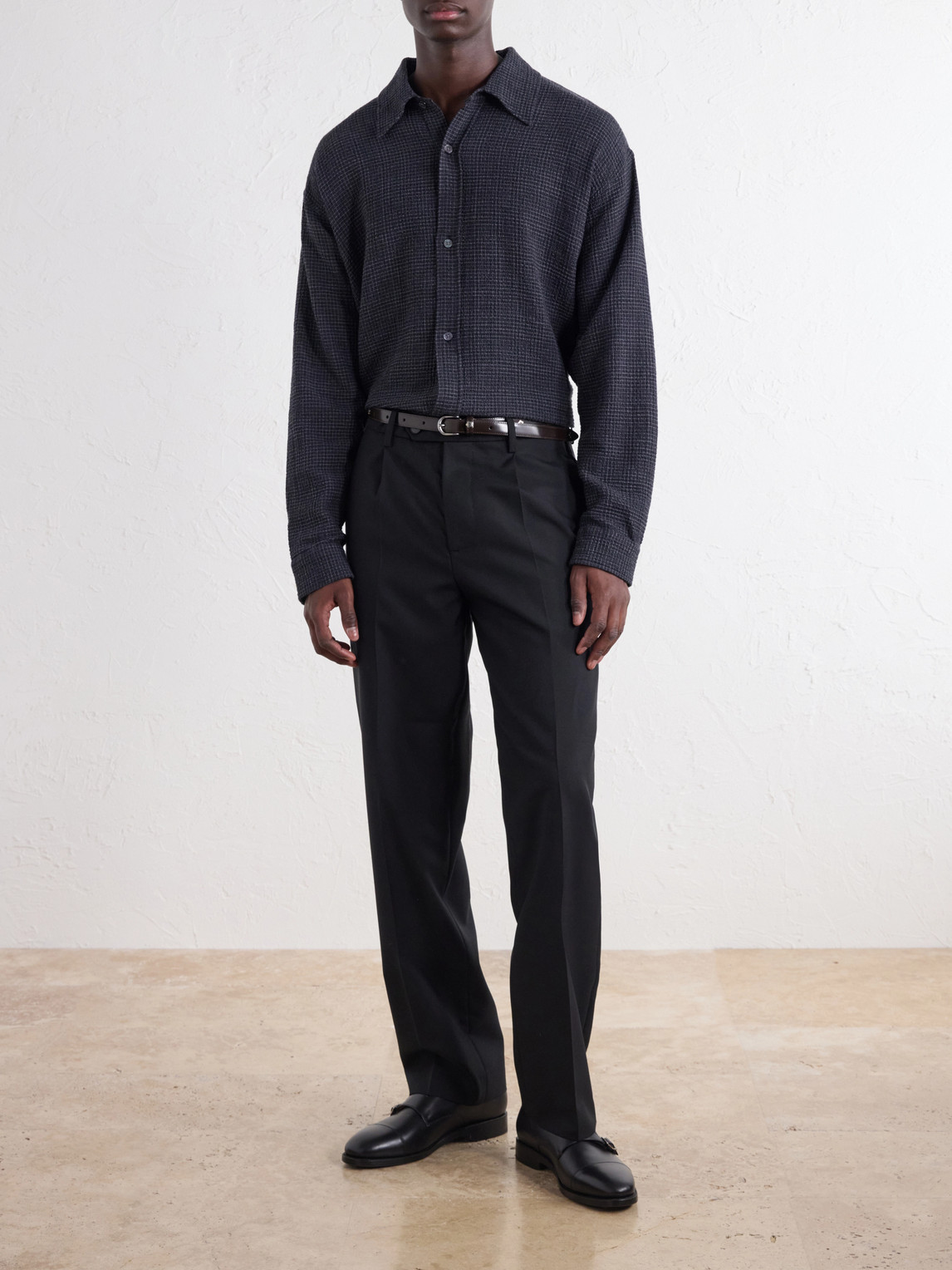 Vacation Checked Cotton And Wool-Blend Seersucker Shirt