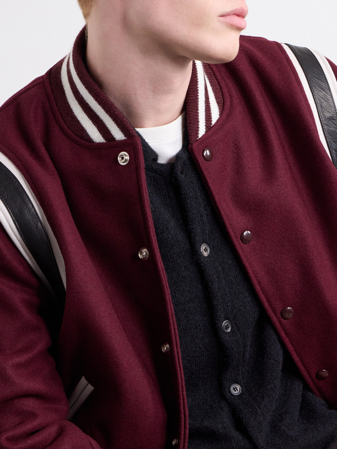 The Hayes Leather Trimmed Wool-Blend Jacket