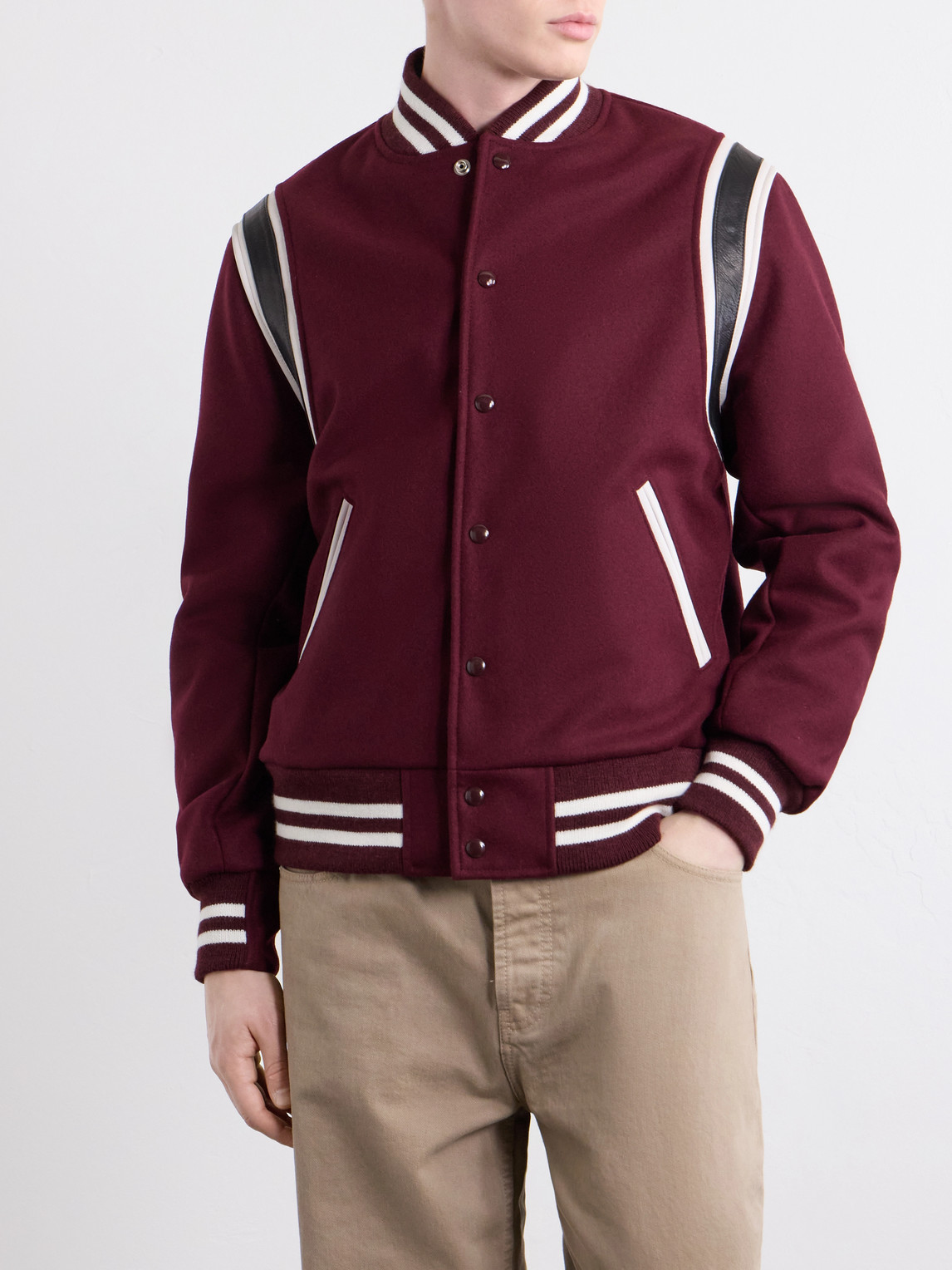 The Hayes Leather Trimmed Wool-Blend Jacket