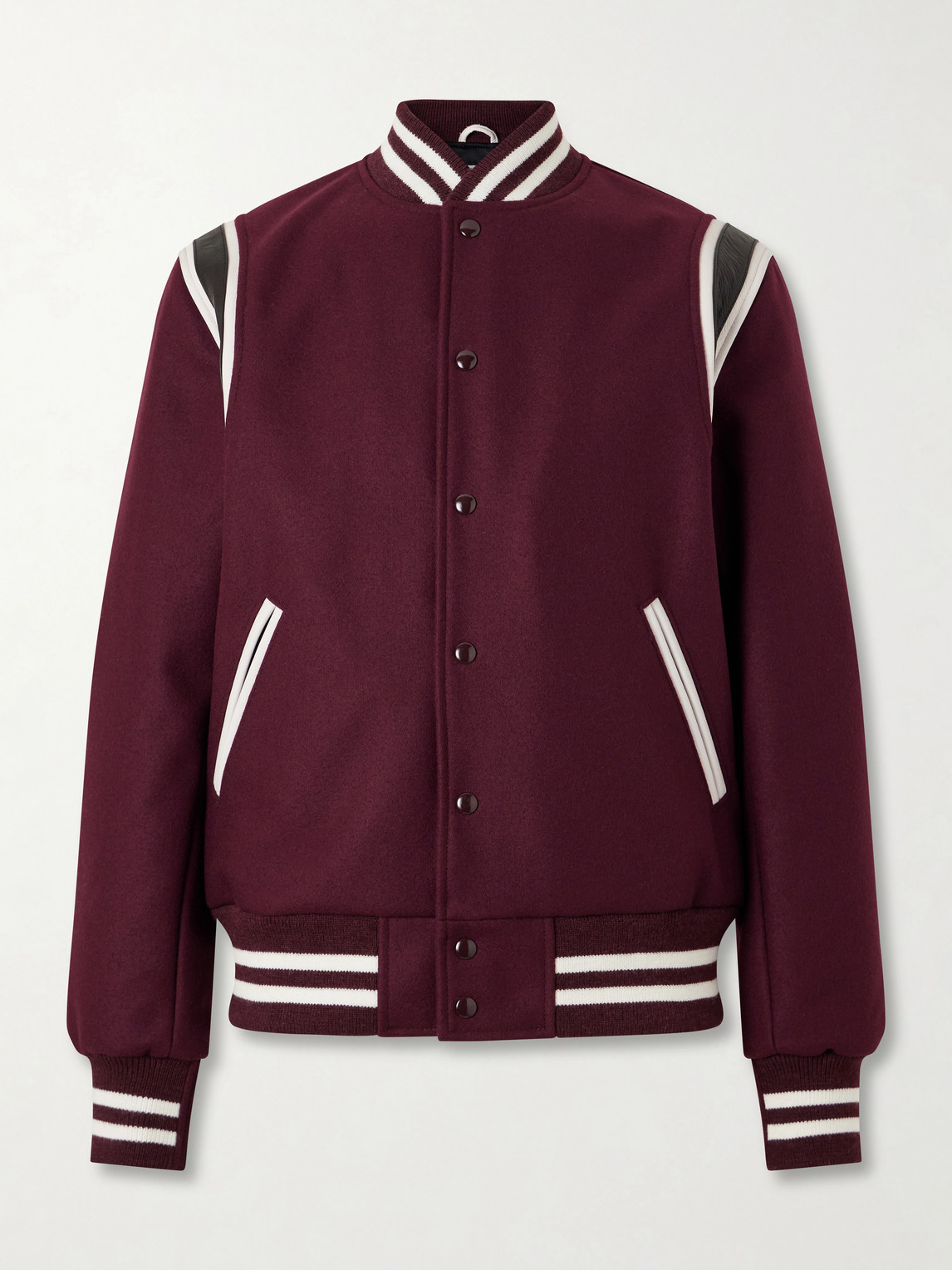 Golden Bear The Hayes Leather Trimmed Wool-blend Jacket In Red