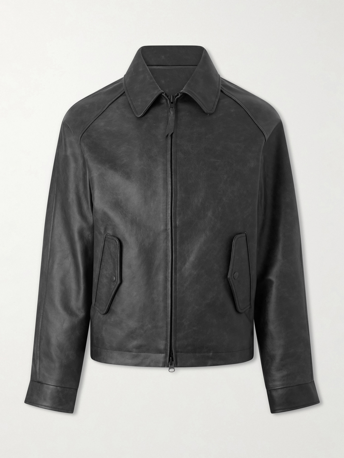 Golden Bear The Dunbear Leather Bomber Jacket In Black