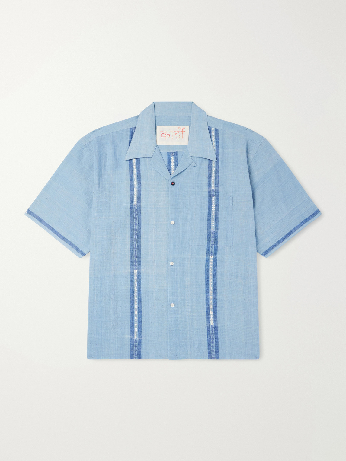 Kardo Rohit Embroidered Cotton Shirt In Blue