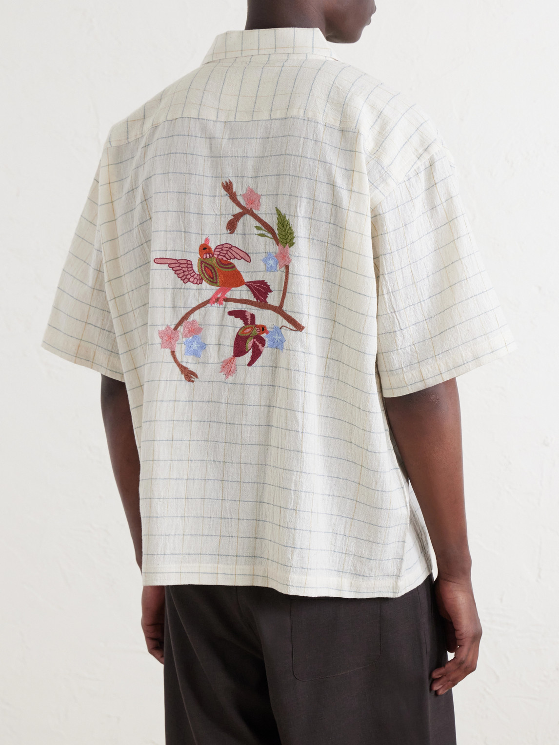 Rohit Embroidered Checked Cotton Shirt