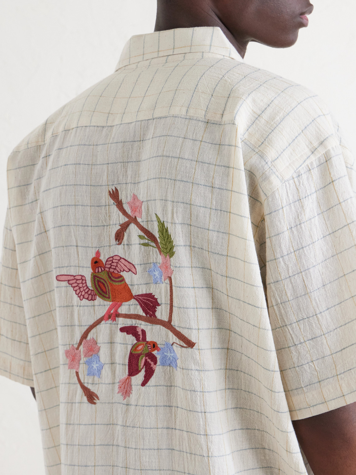 Rohit Embroidered Checked Cotton Shirt