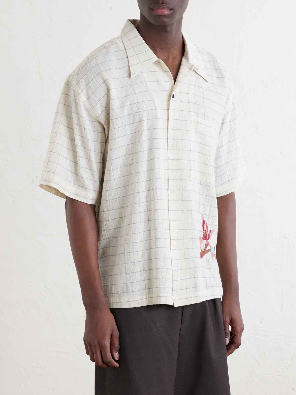 Rohit Embroidered Checked Cotton Shirt