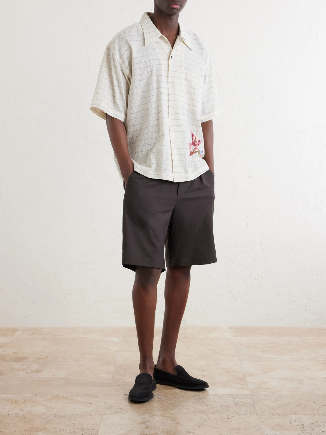 Rohit Embroidered Checked Cotton Shirt