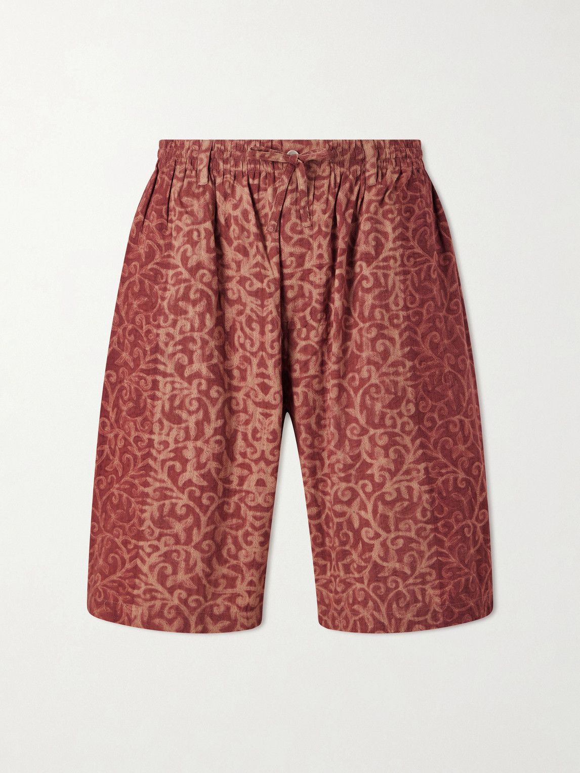 Kardo Milo Shibori Straight-leg Printed Cotton Shorts In Brown