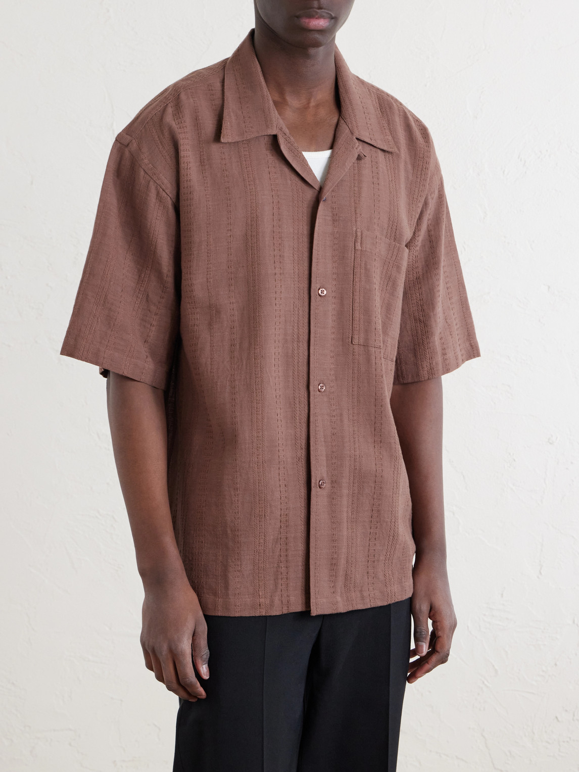 Rohit Convertible-Collar Cotton-Jacquard Shirt