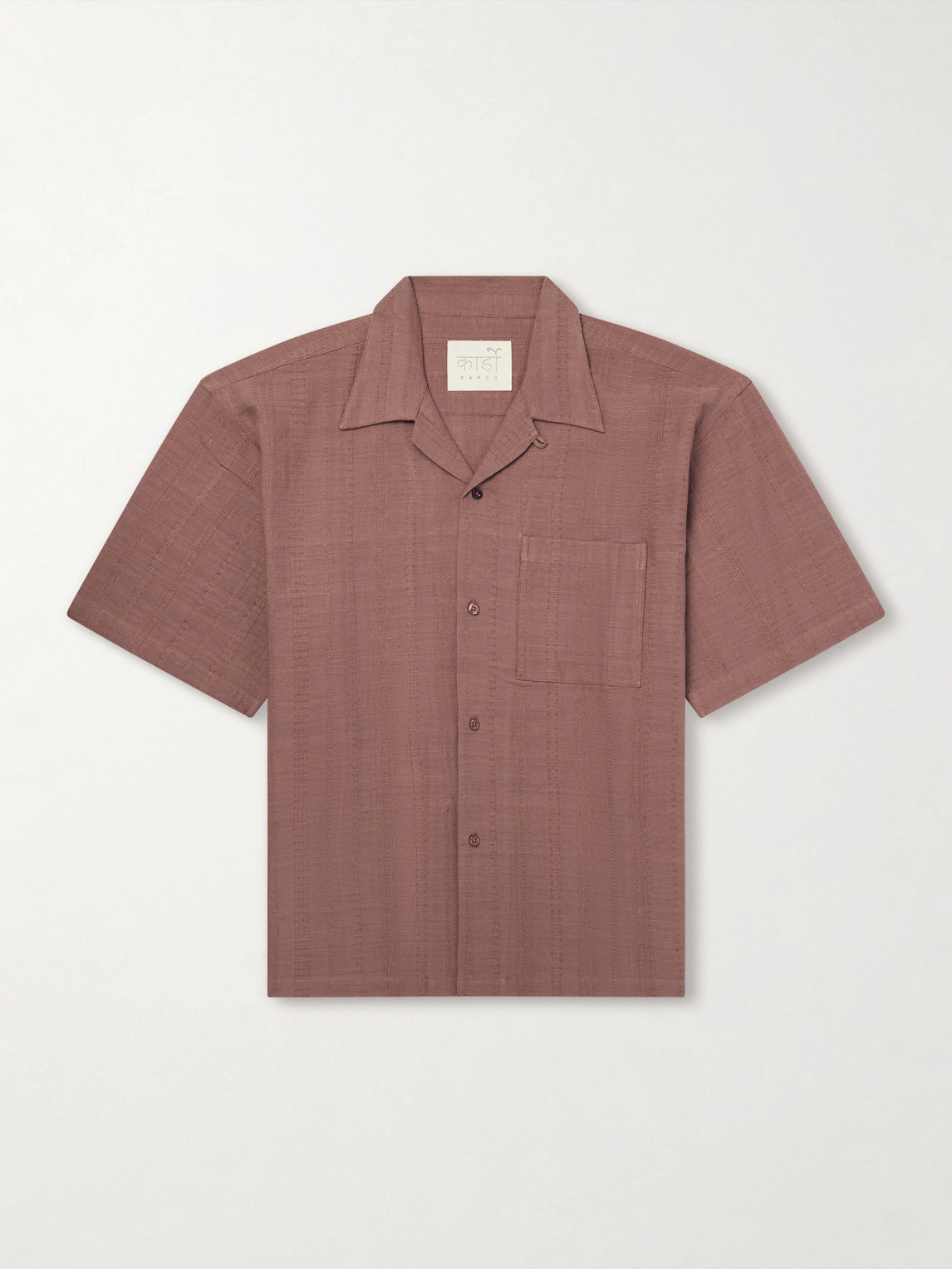 Kardo Rohit Convertible-collar Cotton-jacquard Shirt In Brown