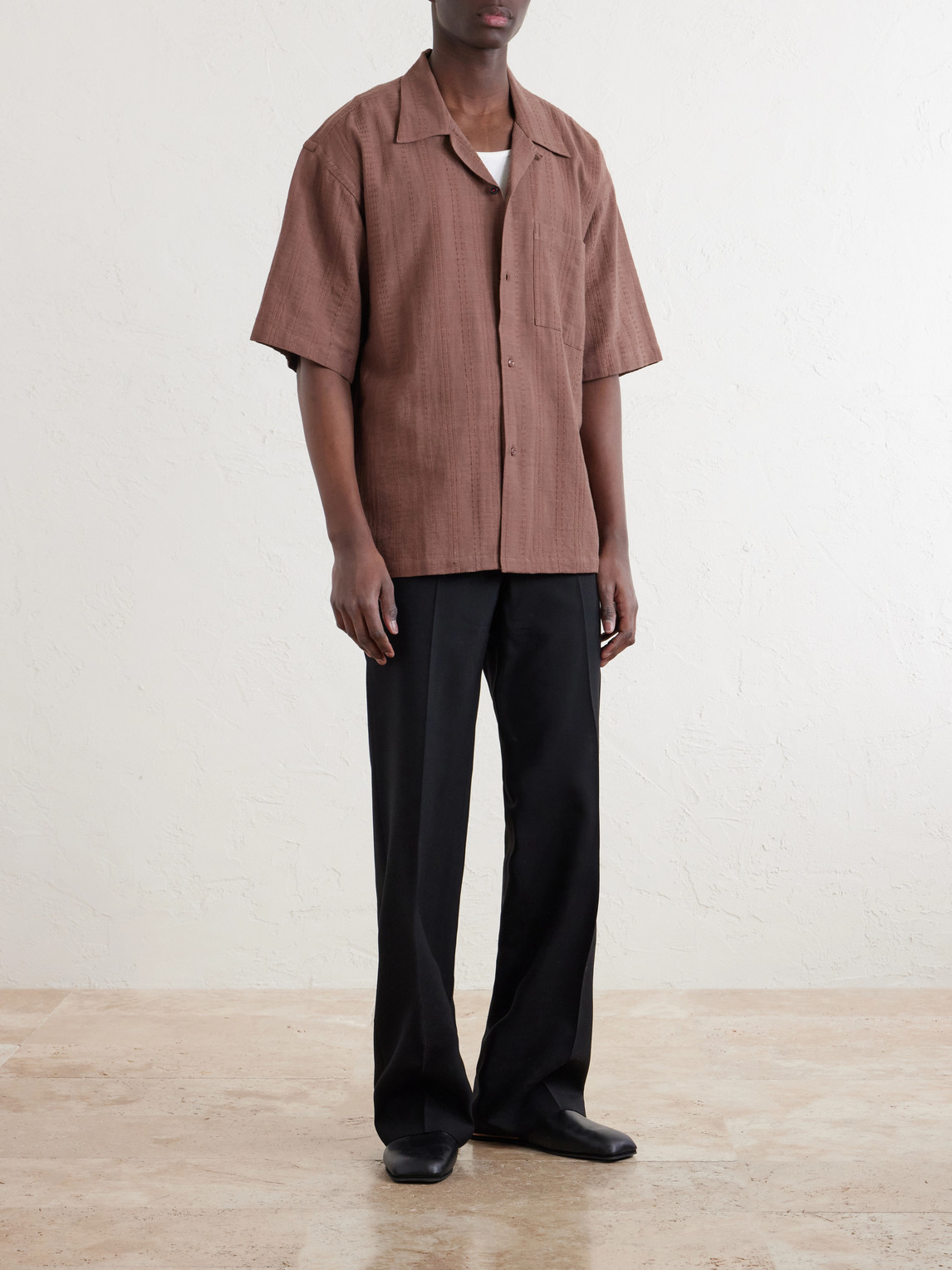 Rohit Convertible-Collar Cotton-Jacquard Shirt