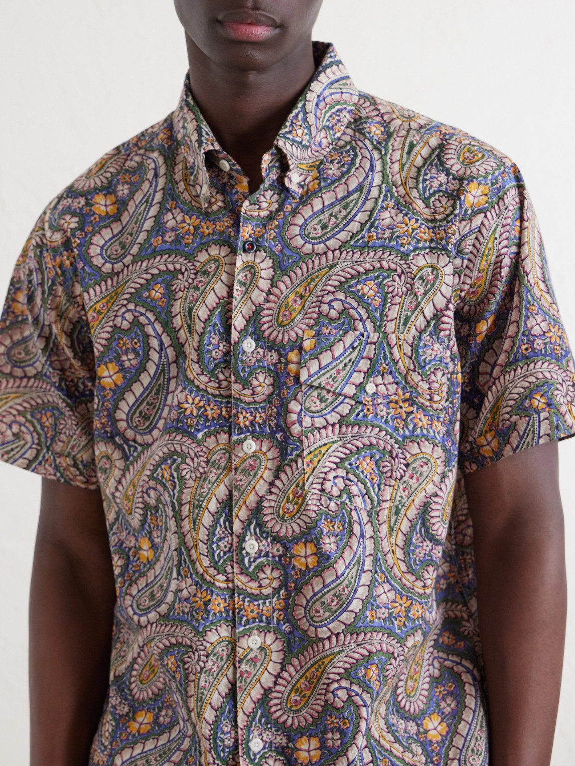 Ron Button-Down Collar Paisley-Print Cotton Shirt