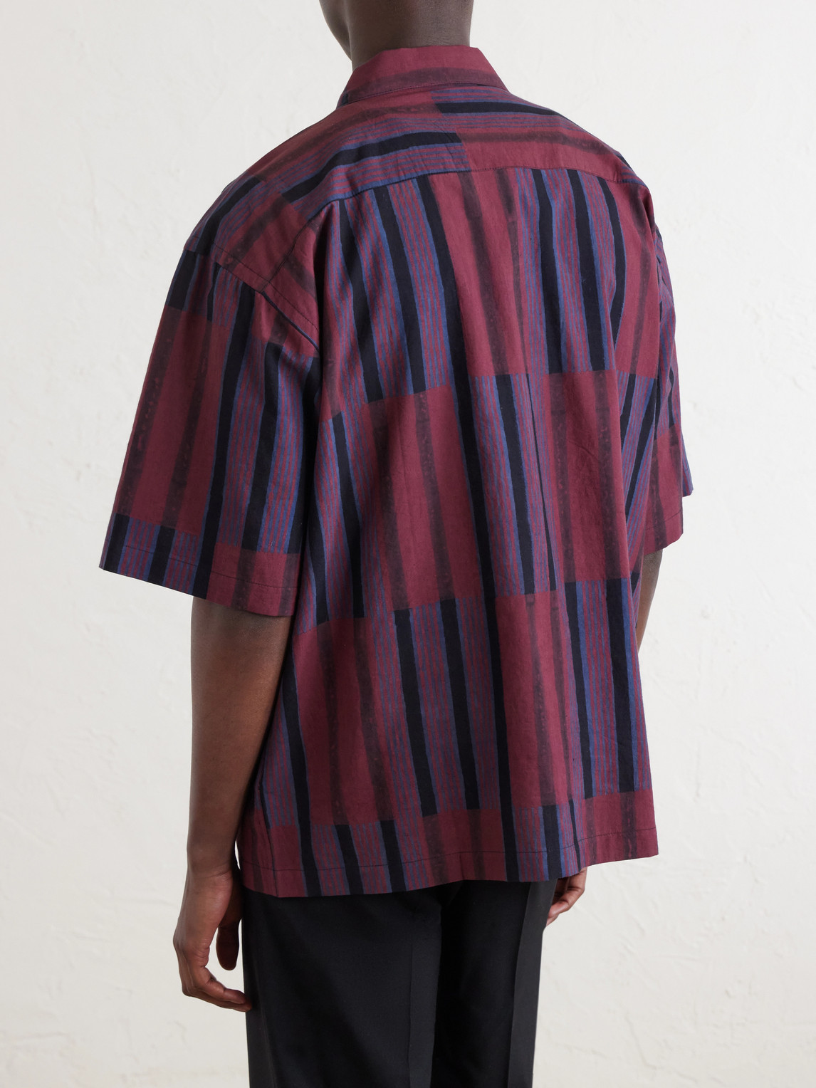  Kardo - Rohit Convertible-collar Striped Cotton Shirt - Men - Brown - S 