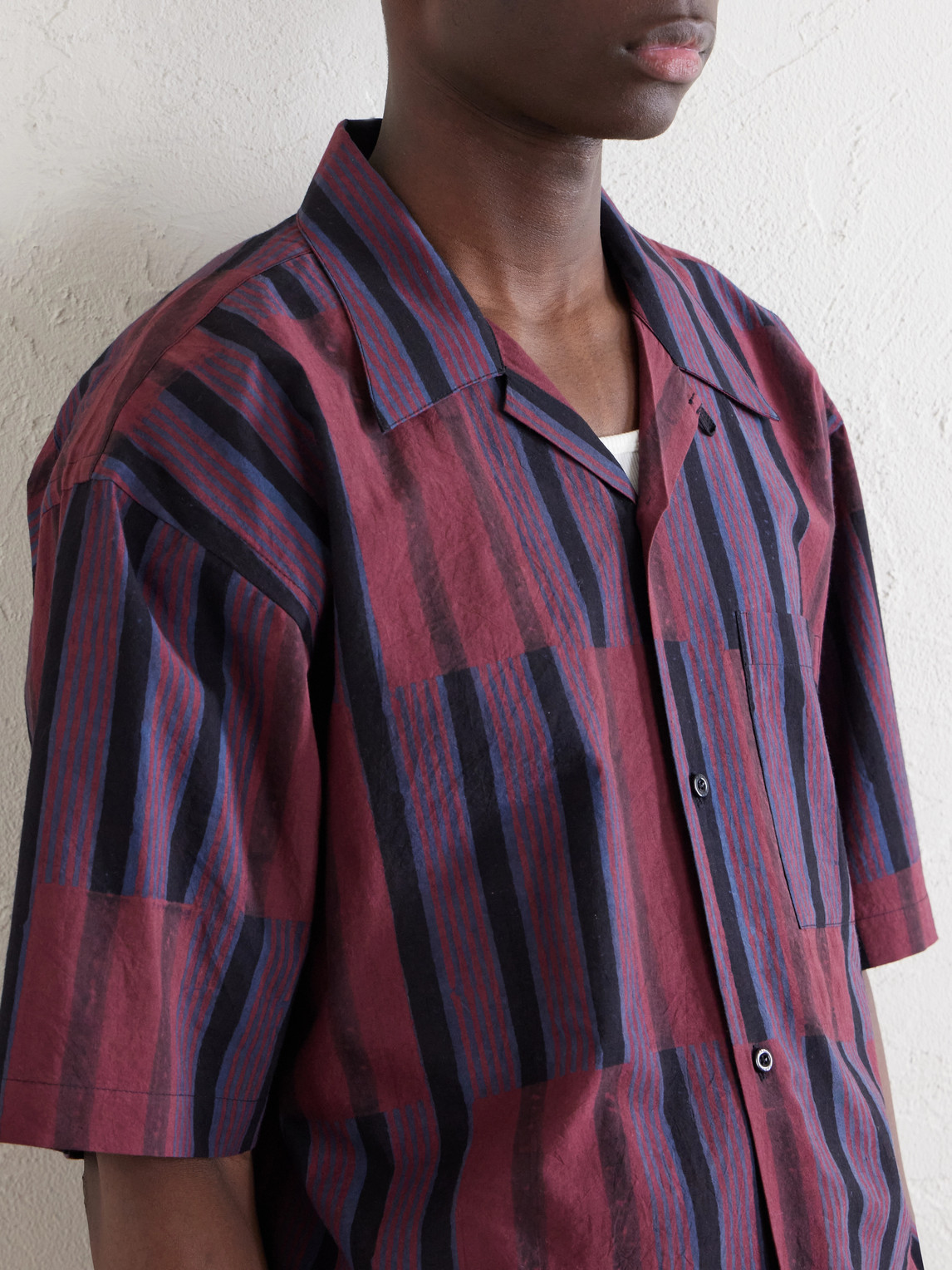 Rohit Convertible-Collar Striped Cotton Shirt