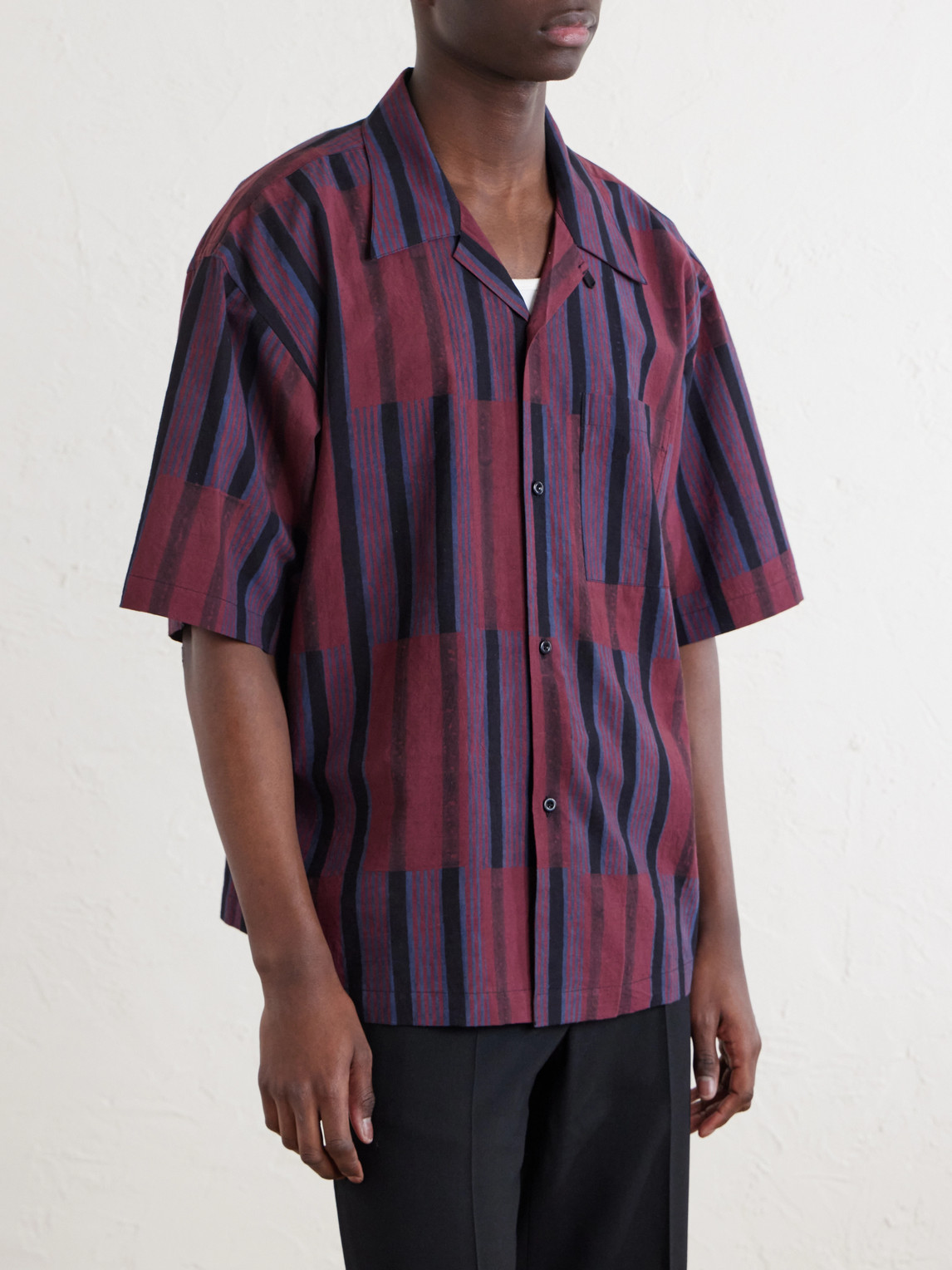  Kardo - Rohit Convertible-collar Striped Cotton Shirt - Men - Brown - S 