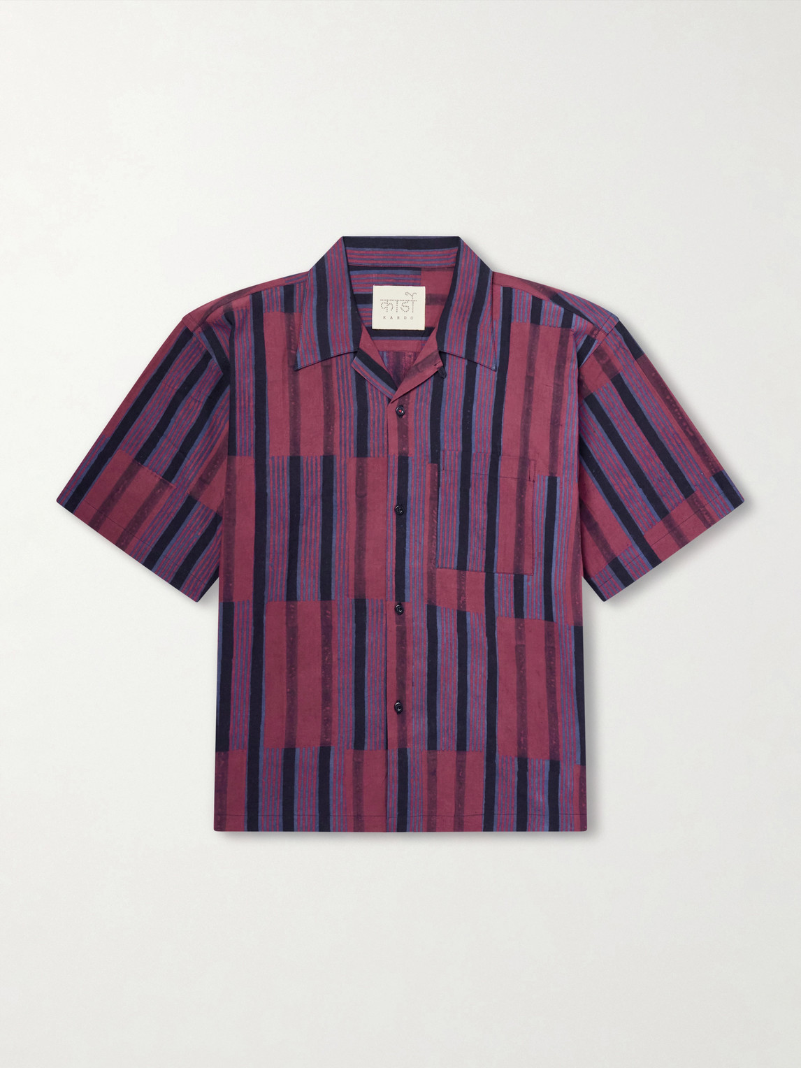 Kardo Rohit Convertible-collar Striped Cotton Shirt In Red