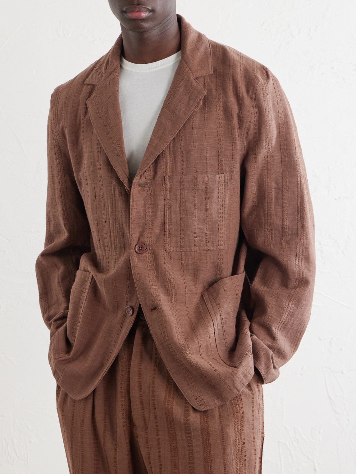  Kardo - Somesh Cotton-jacquard Suit Jacket - Men - Brown - S 