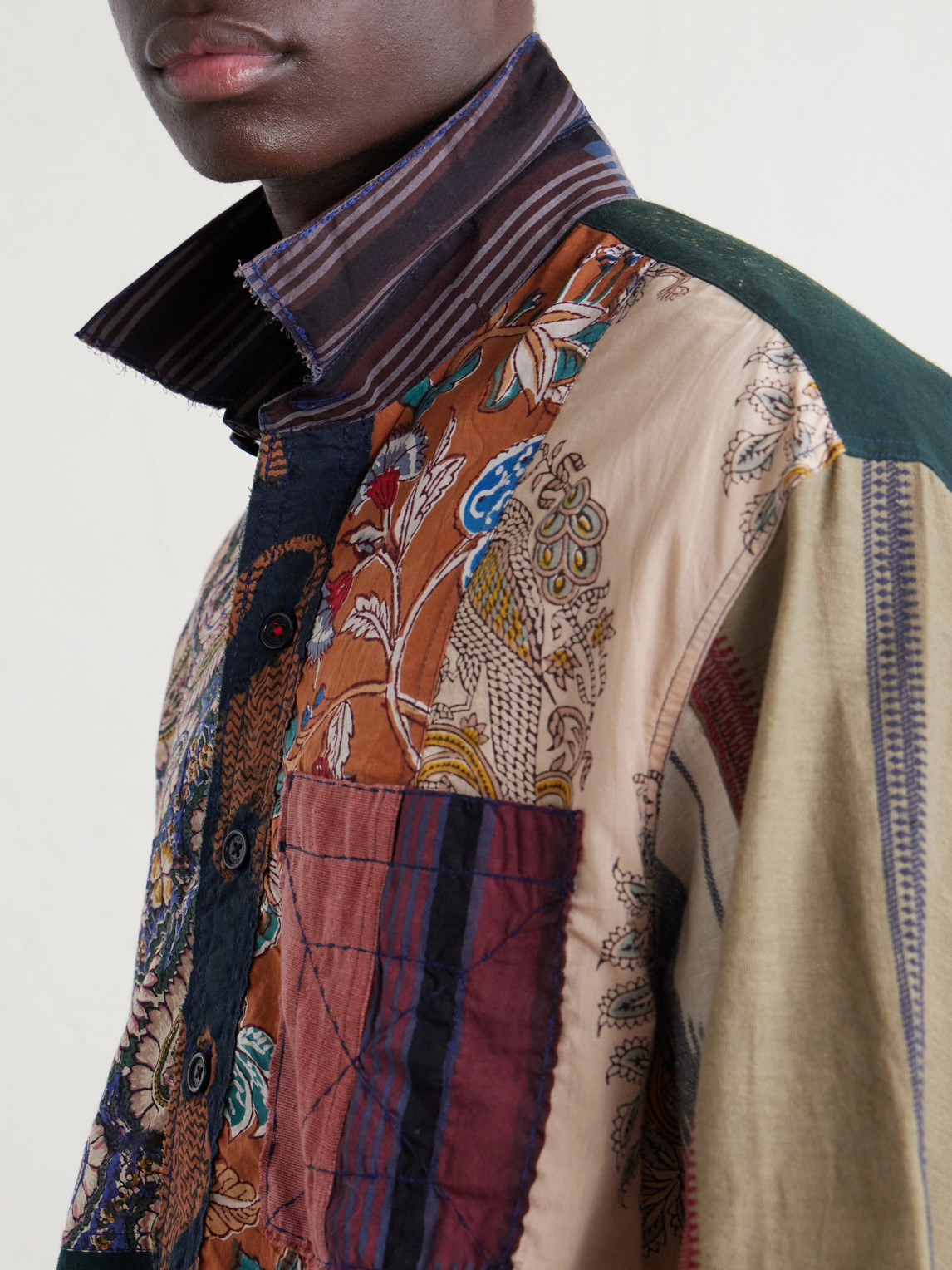 Kardo Yuto Patchwork Cotton Shirt In Multi