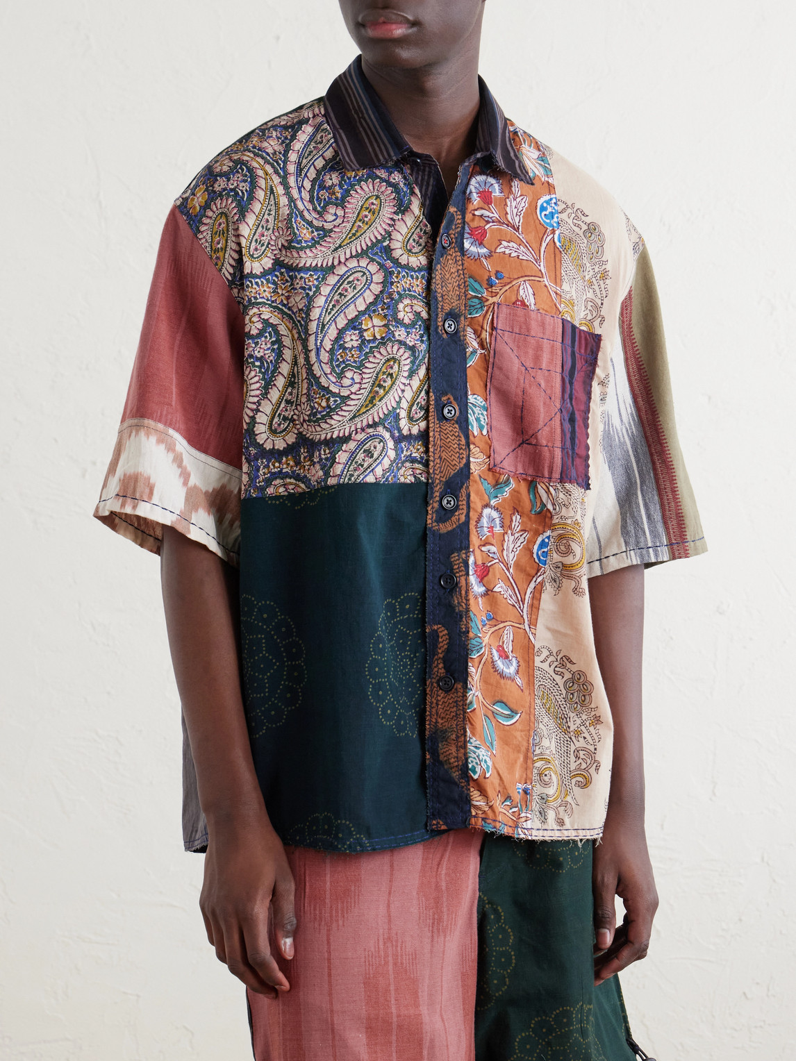 Kardo Yuto Patchwork Cotton Shirt In Multi
