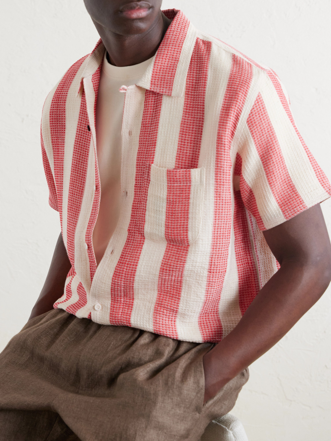 Camp-Collar Striped