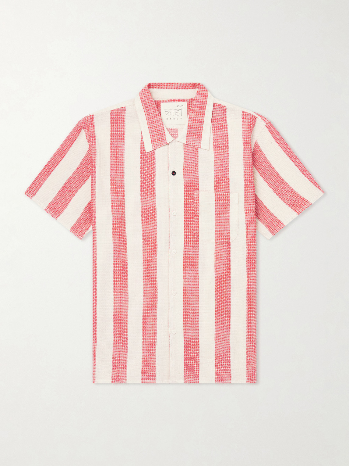 Kardo Camp-collar Striped Cotton Shirt In Red