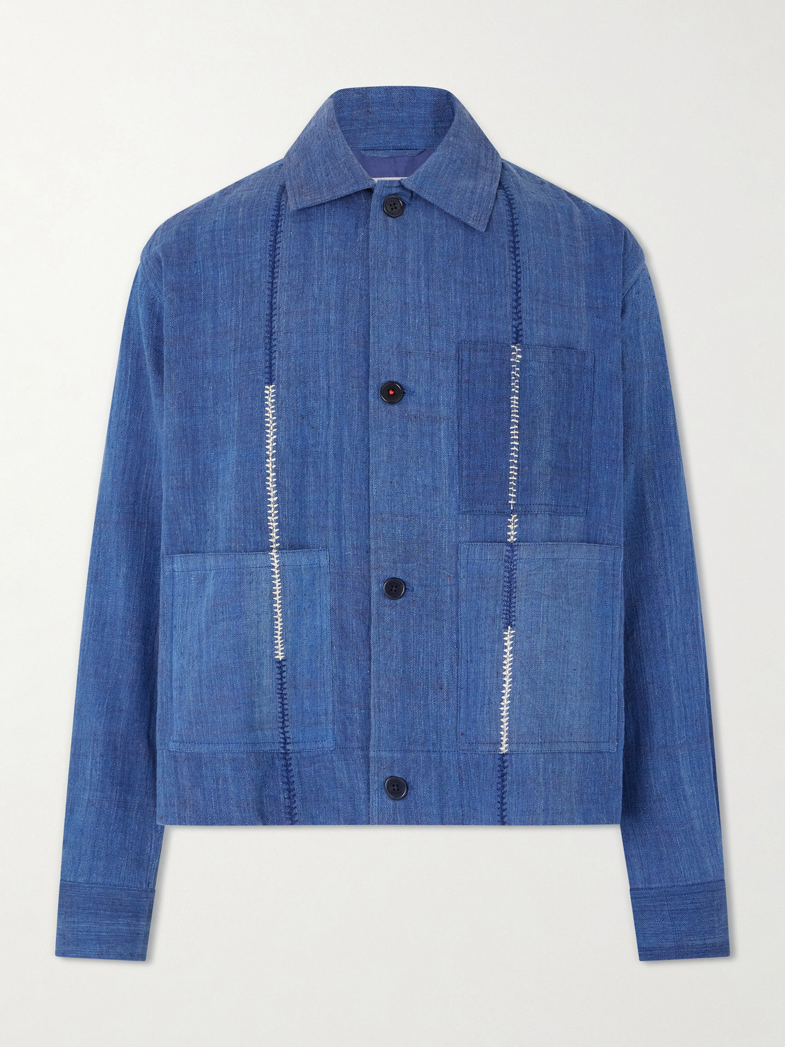 Kardo Bodhi Cotton-jacquard Jacket In Blue