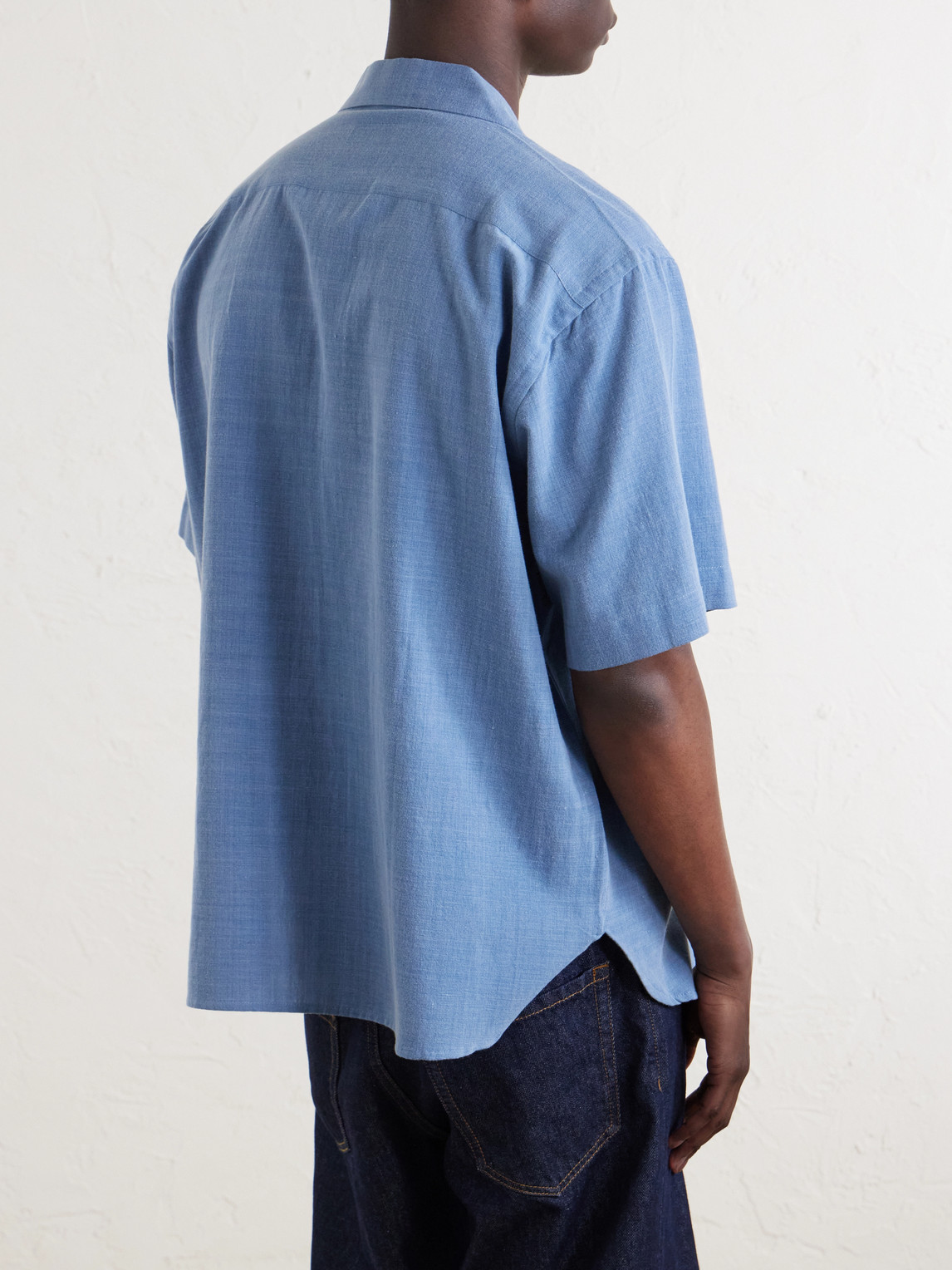  Kardo - Ronen Convertible-collar Embroidered Cotton Shirt - Men - Blue - S 