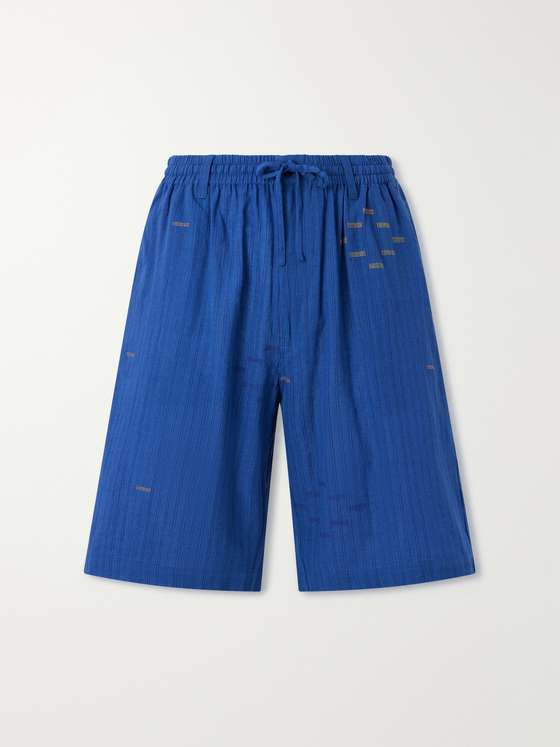 Kardo Milo Bandhani Straight-Leg Embroidered Cotton Drawstring Shorts
