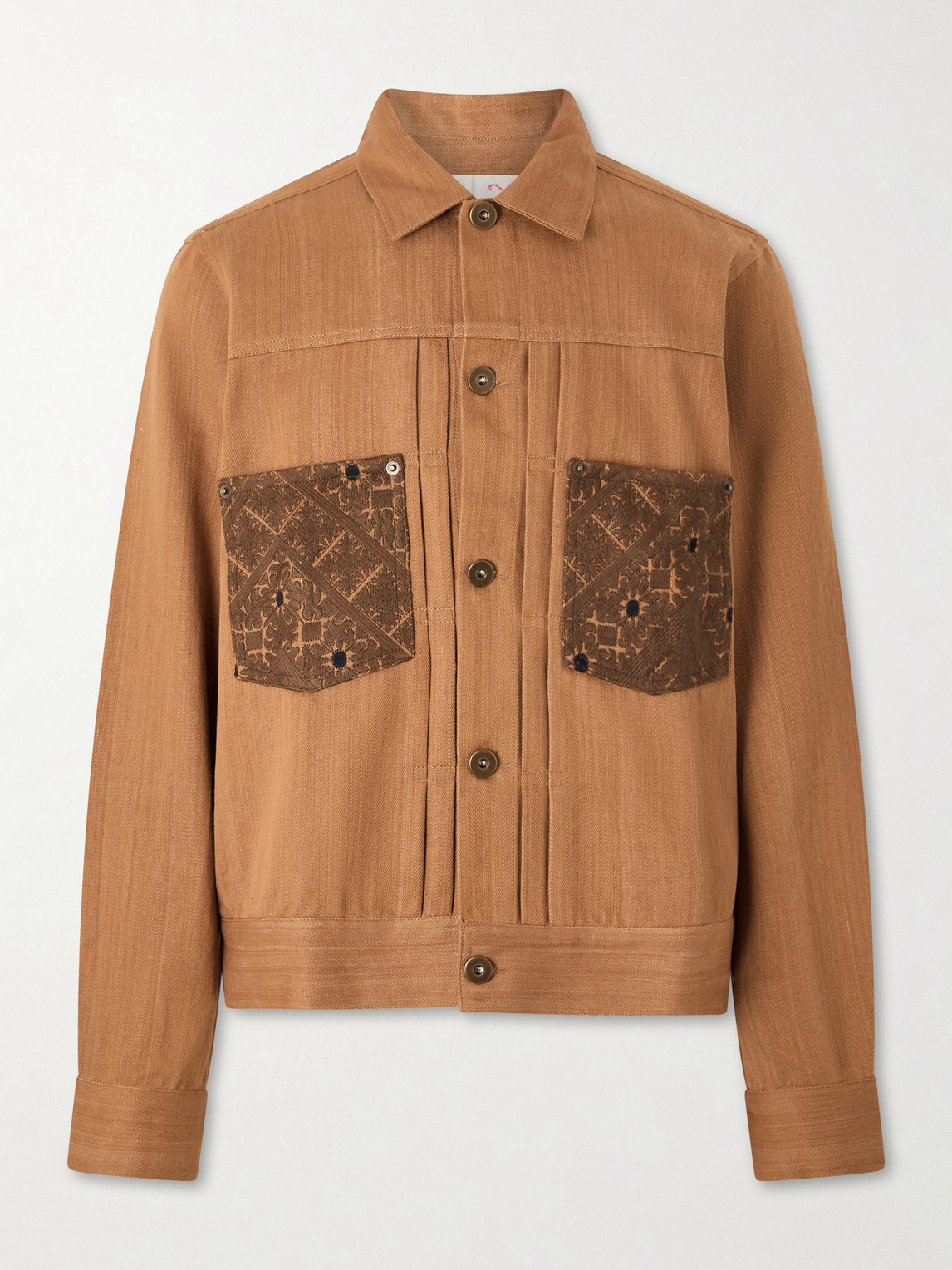 Kardo Marvin Cotton-jacquard Trucker Jacket In Brown