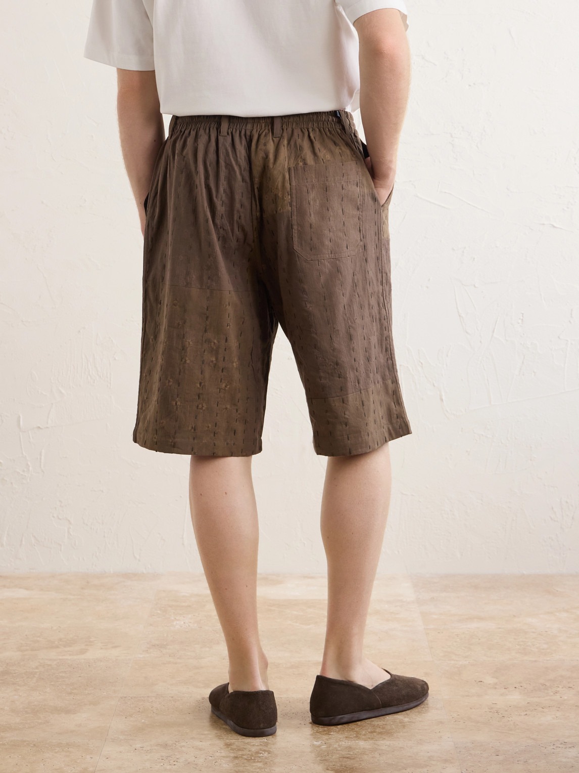  Kardo - Milo Bandhani Straight-leg Embroidered Cotton Drawstring Shorts - Men - Brown - S 