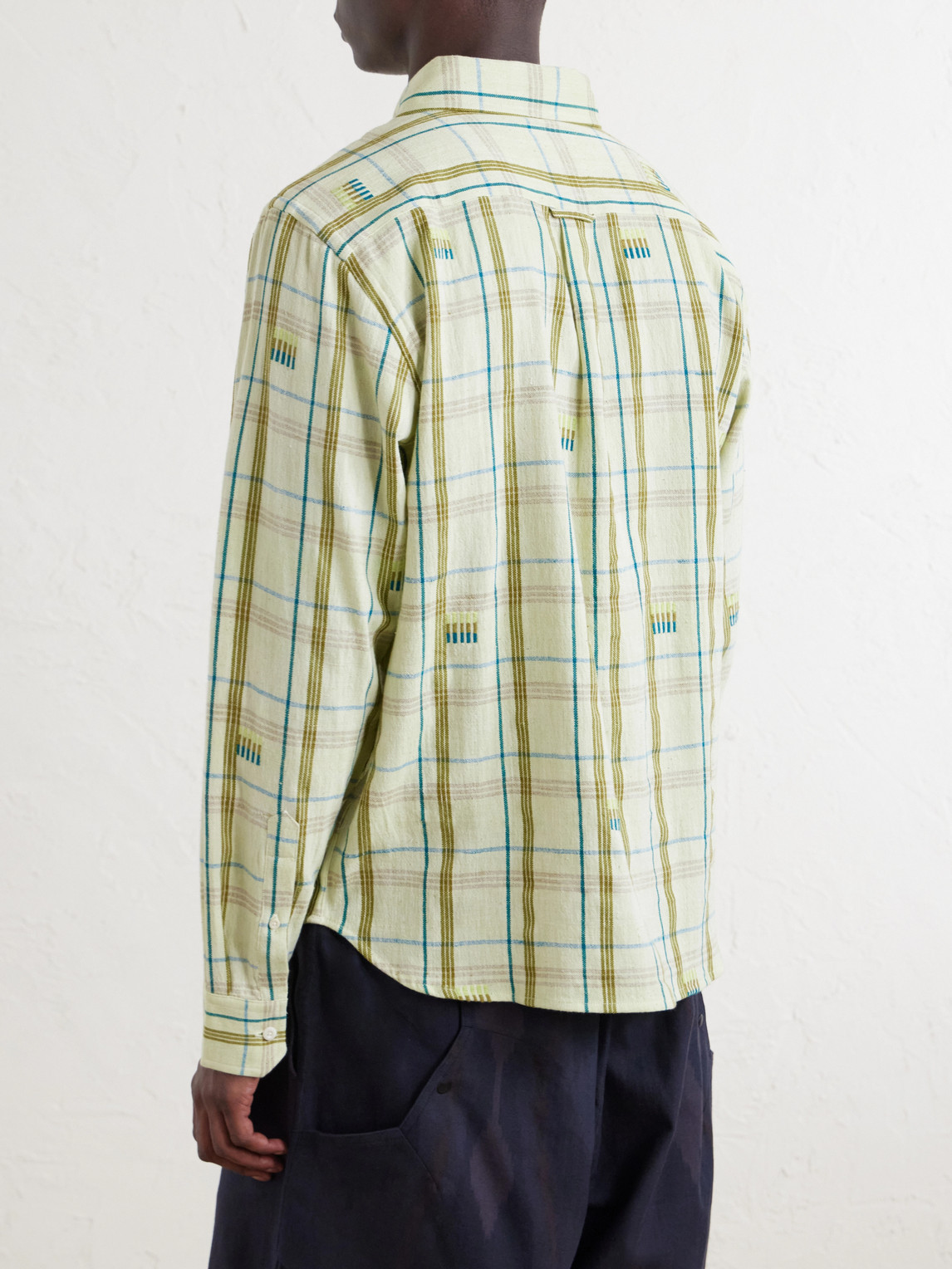  Kardo - Ronald Embroidered Checked Cotton Shirt - Men - Green - M 