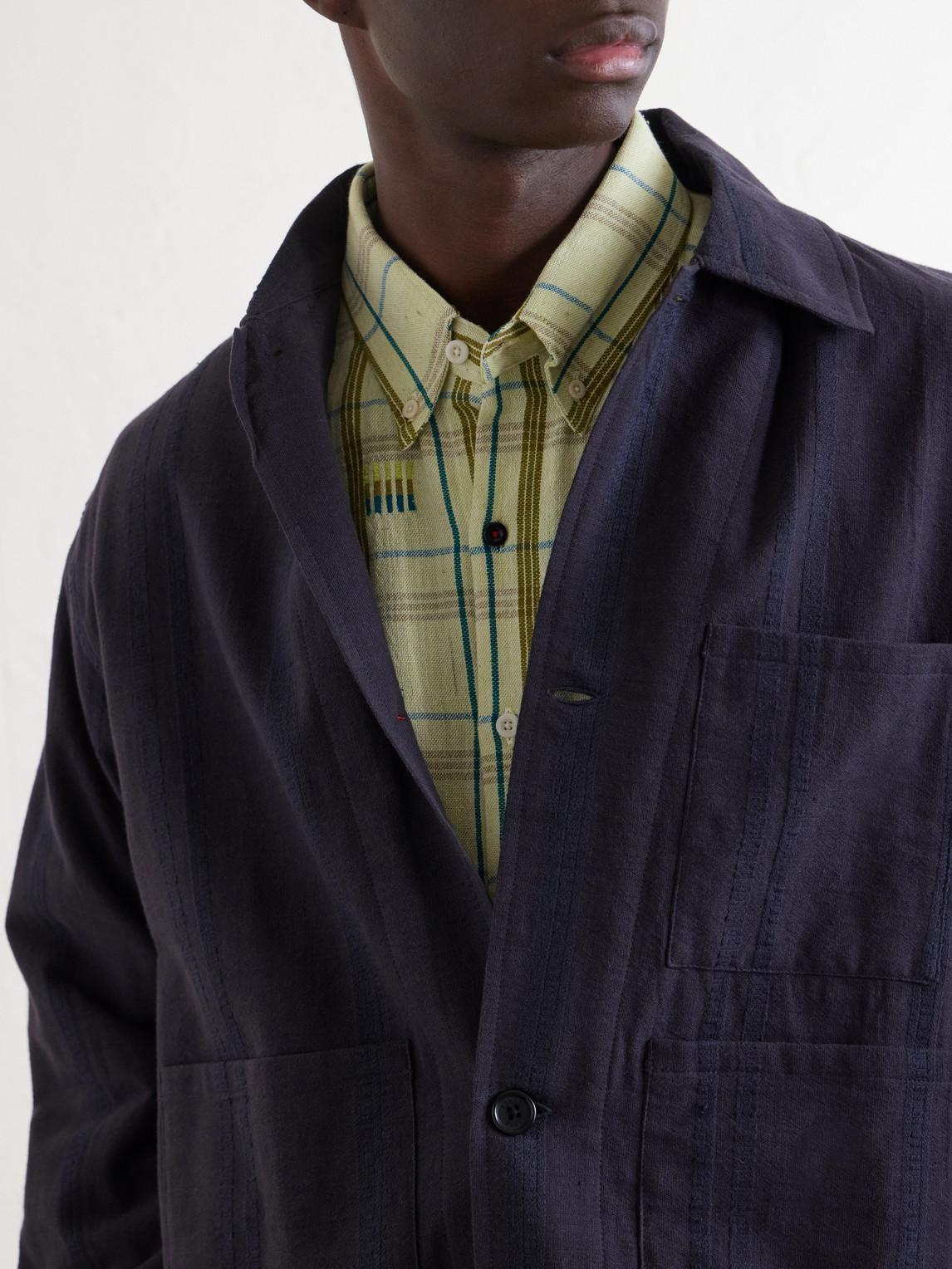 Ronald Embroidered Checked Cotton Shirt